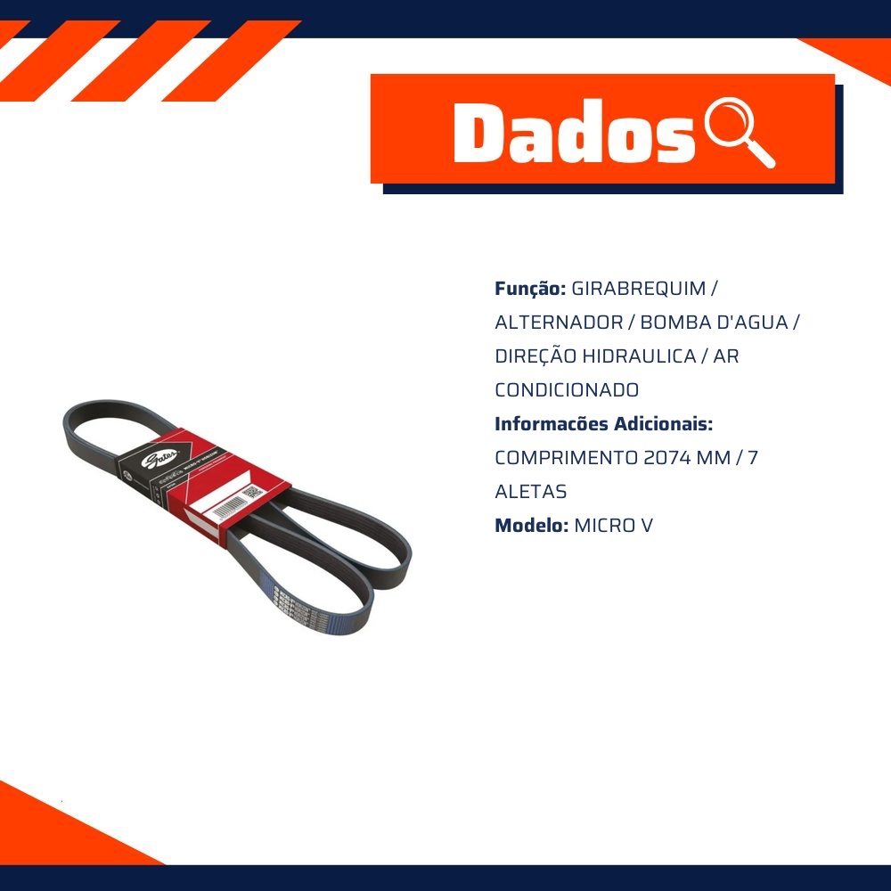 Correia Acessórios Micro V 7 Aletas - GATES - 7DPK2074