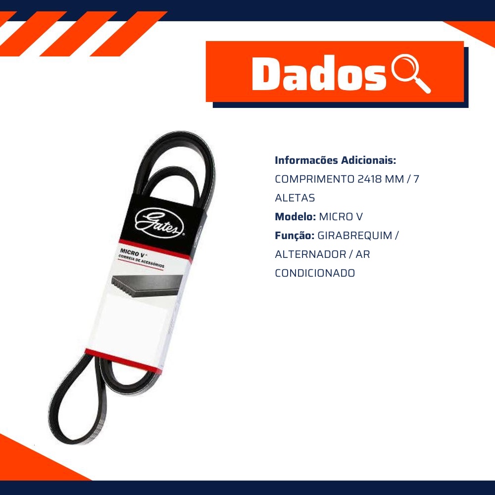 Correia de Acessórios Micro V 7 Aletas - GATES - 7PK2418