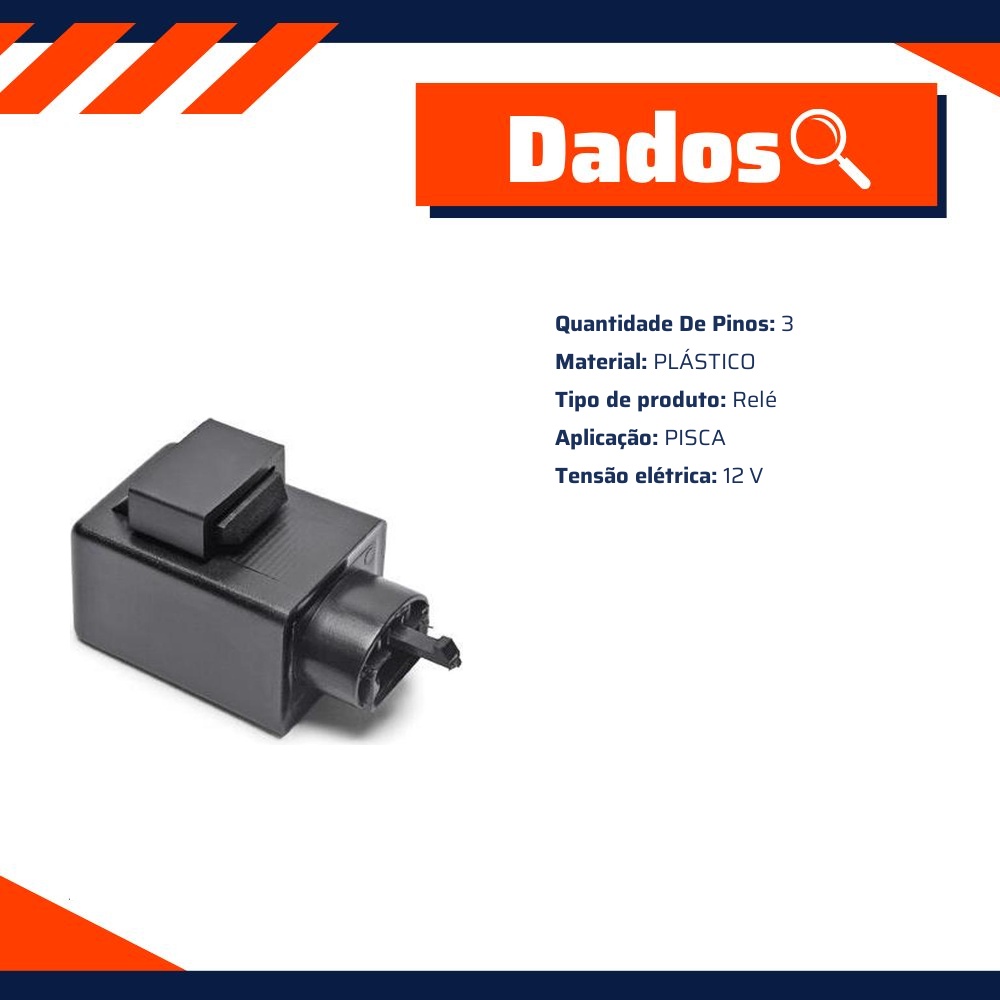 Relê 3 Pinos 12V Plástico Aplicação Pisca - MAGNETRON - 90226240