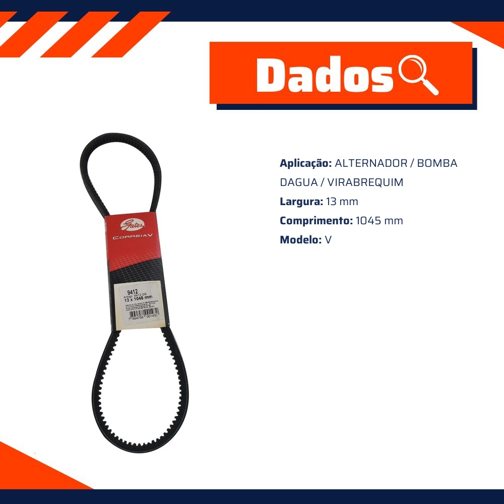 Correia de Acessórios V para Toyota Hilux e Hilux SW4 - Gates - 9412