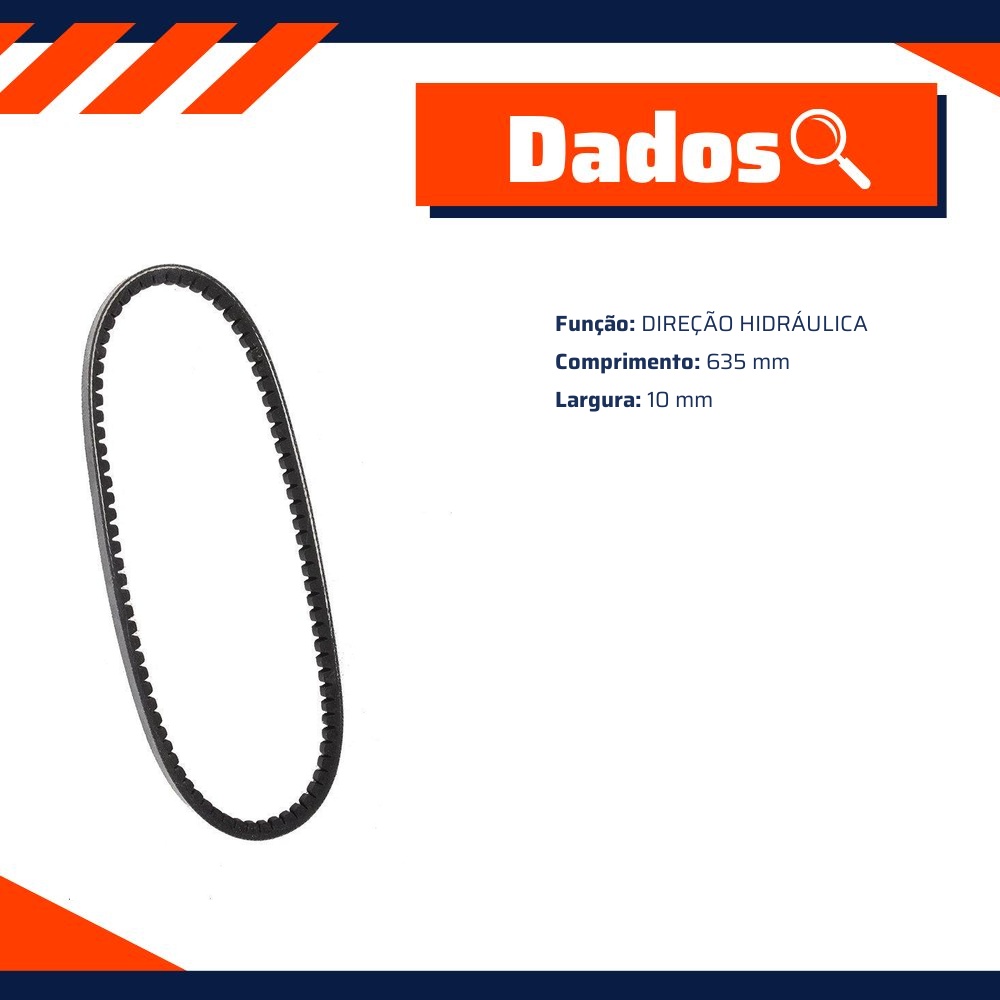 Correia de Acessórios Direção Hidráulica para Chevrolet Caravan e Opala - Continental Contitech - AVX10X635