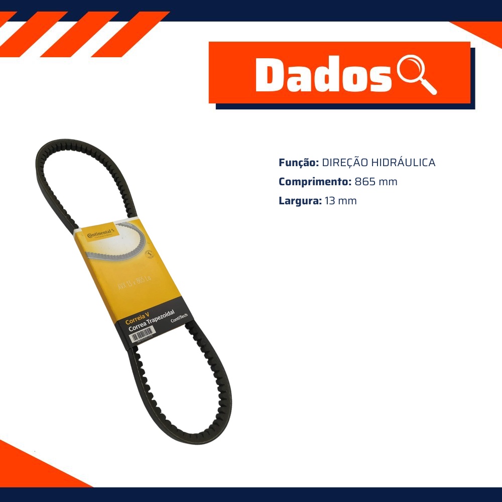 Correia de Acessórios Direção Hidráulica para Toyota Hilux - Continental Contitech - AVX13X865