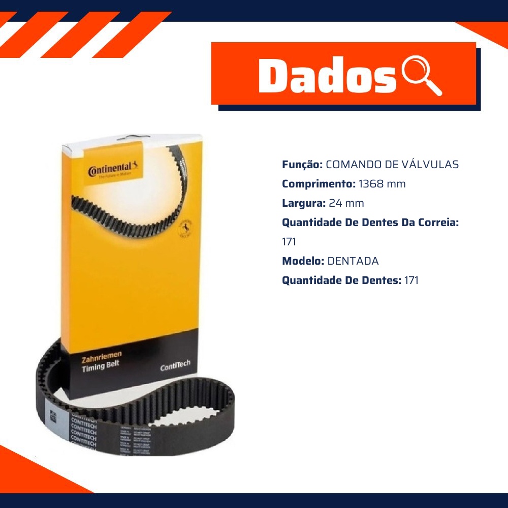 Correia Dentada Sincronizadora para Chevrolet Captiva e Vectra - Continental Contitech - CT924