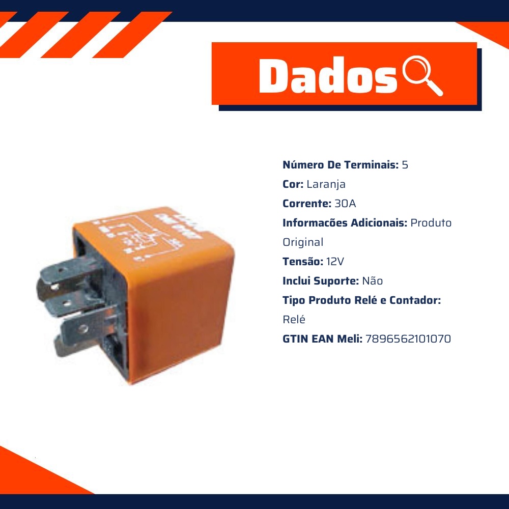 Relê 12V Auxiliar - DNI - 0107