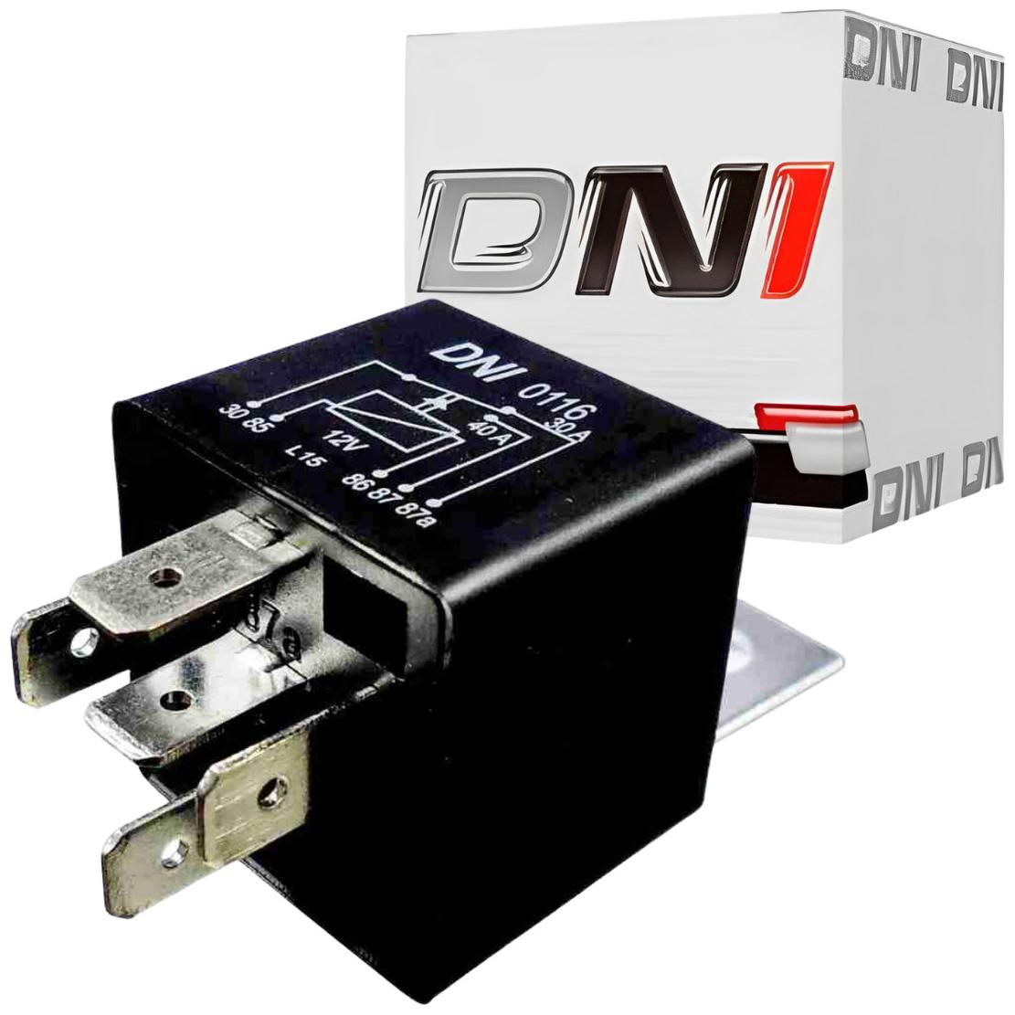 Relê 12V Auxiliar 5 Terminais 30/40 Ah Plástico - DNI - 0116