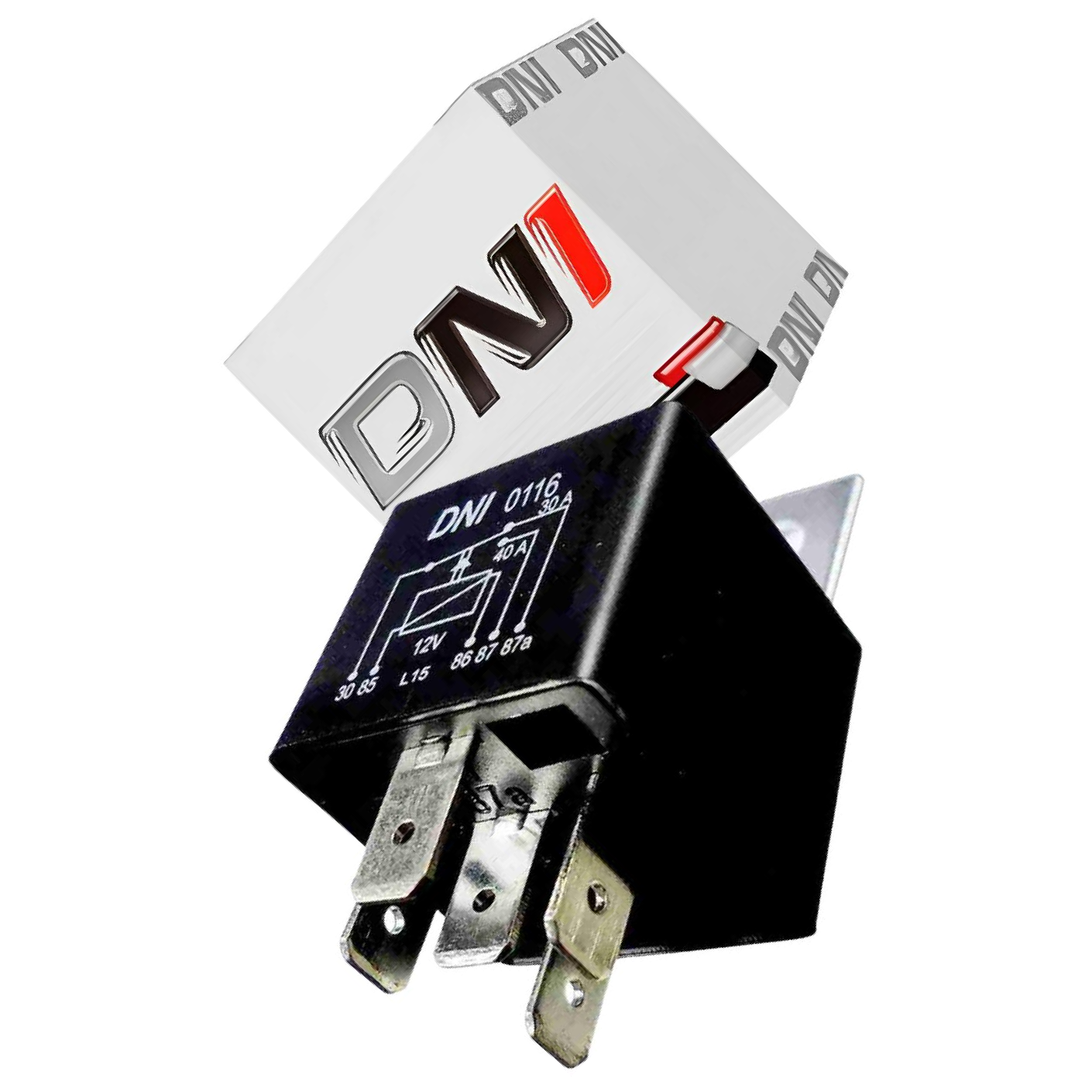 Relê 12V Auxiliar 5 Terminais 30/40 Ah Plástico - DNI - 0116