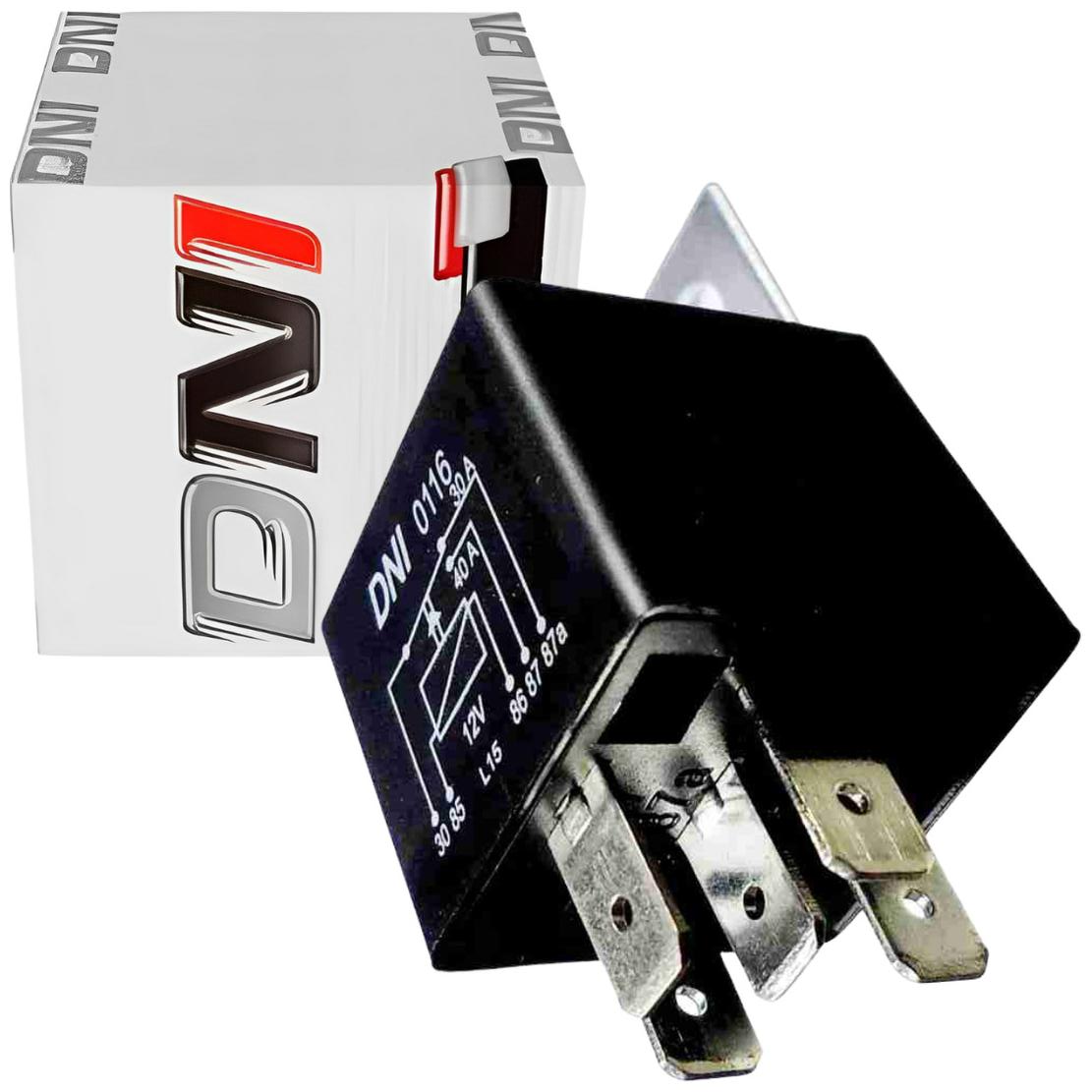 Relê 12V Auxiliar 5 Terminais 30/40 Ah Plástico - DNI - 0116