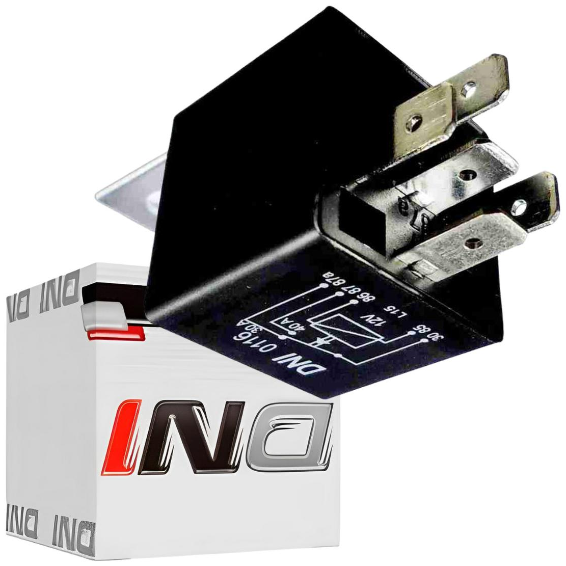 Relê 12V Auxiliar 5 Terminais 30/40 Ah Plástico - DNI - 0116