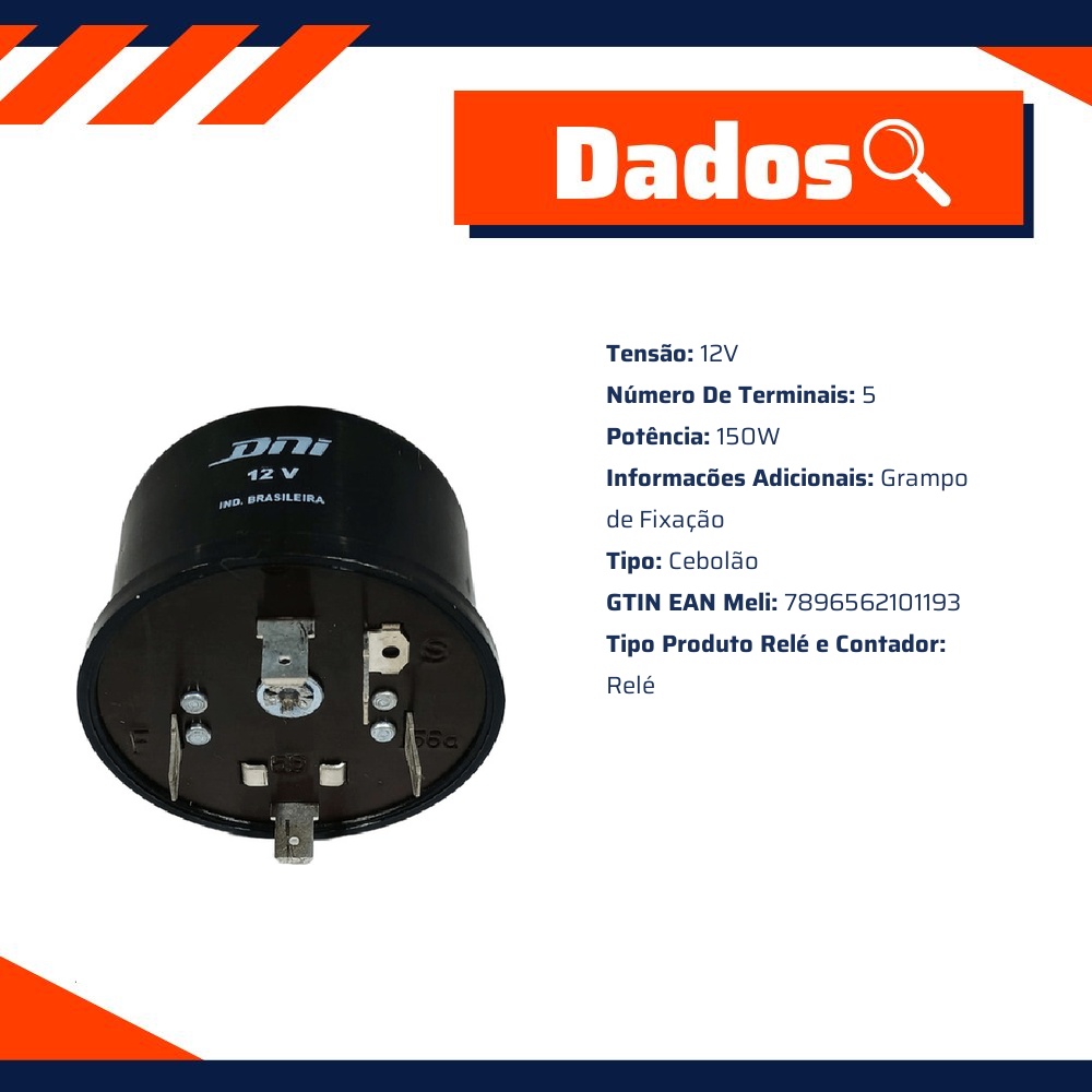 Relê Auxiliar 12V - DNI - 0119