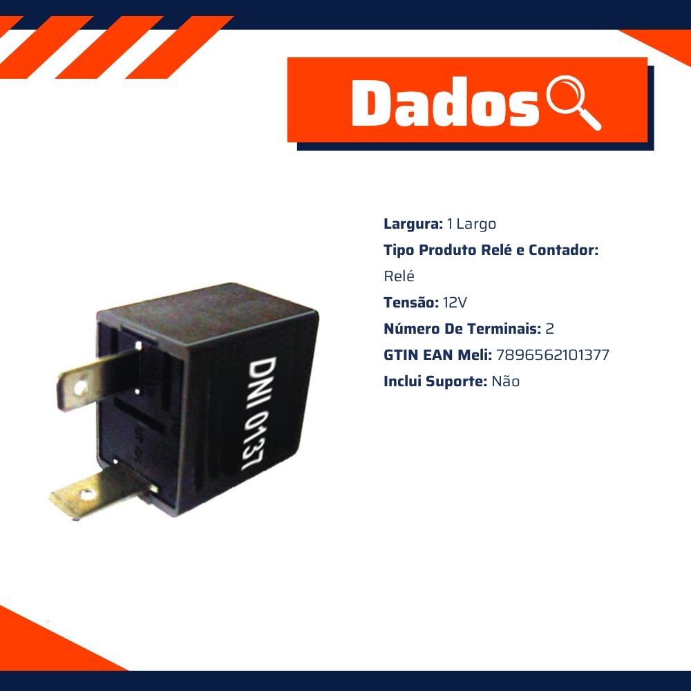 Relê Auxiliar 12V 2 Terminais - DNI - 0137