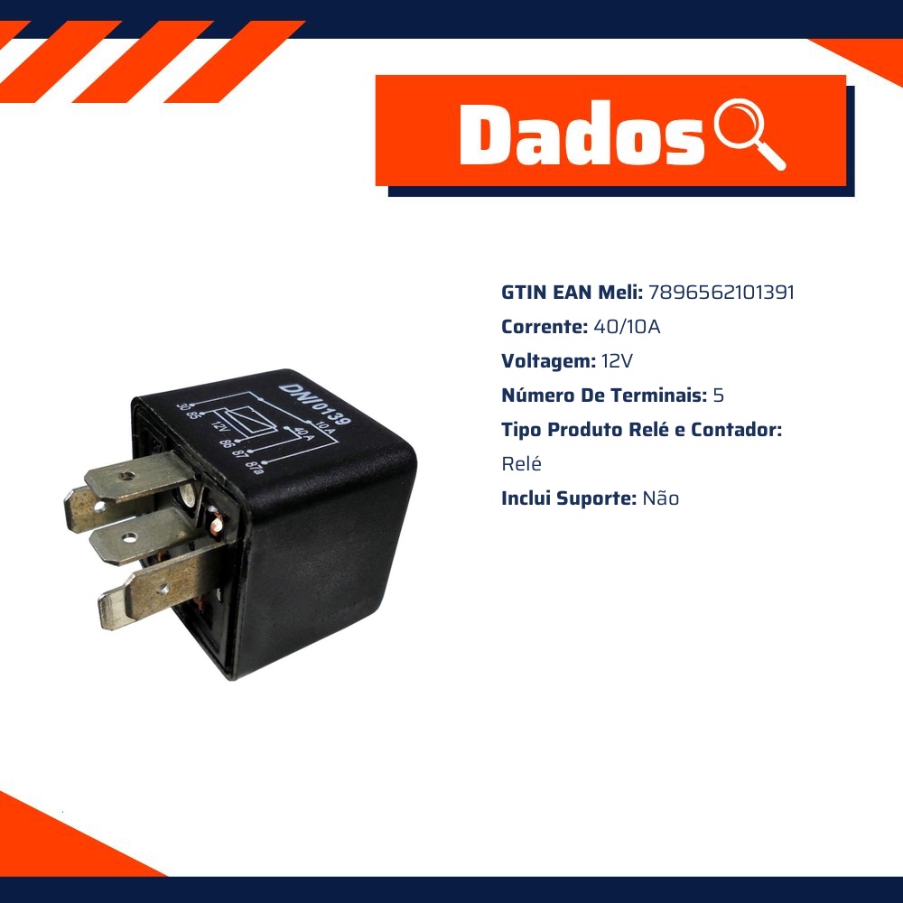 Relê 12V Auxiliar - DNI - 0139