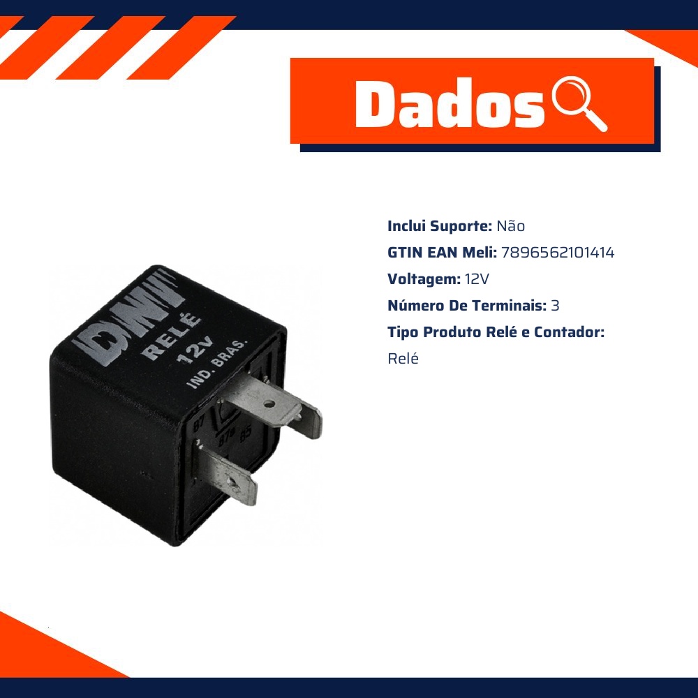 Relé Elétrico 12V Ponte de Conexão - DNI - 0141