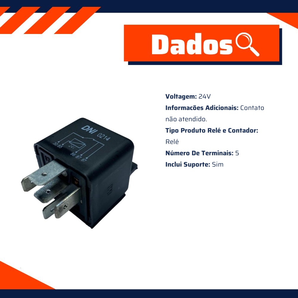 Relê Auxiliar 24V Plástico 5 Conexões - DNI - 0214