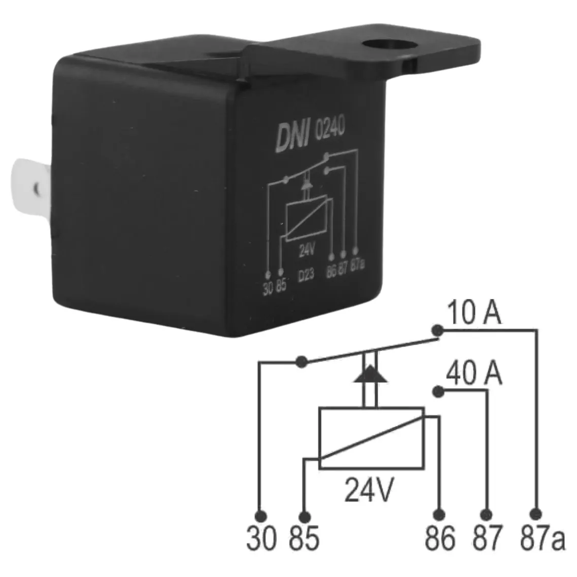 Relê Auxiliar 24V 5 Terminais - DNI - 0240