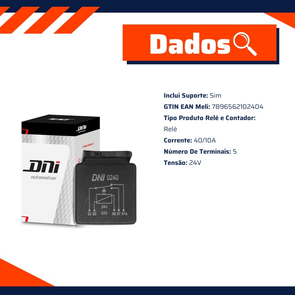 Relê Auxiliar 24V 5 Terminais - DNI - 0240