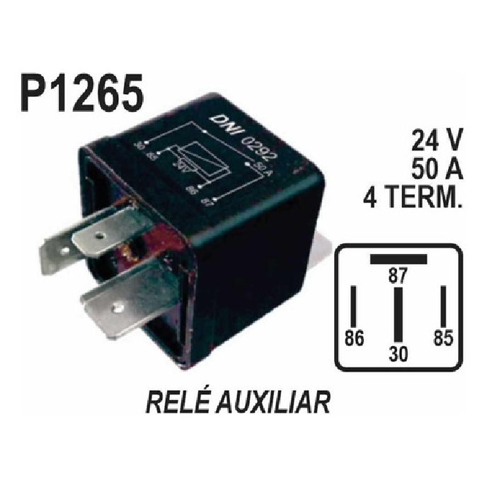 Relê Auxiliar 24V 4 Conexões - DNI - 0292