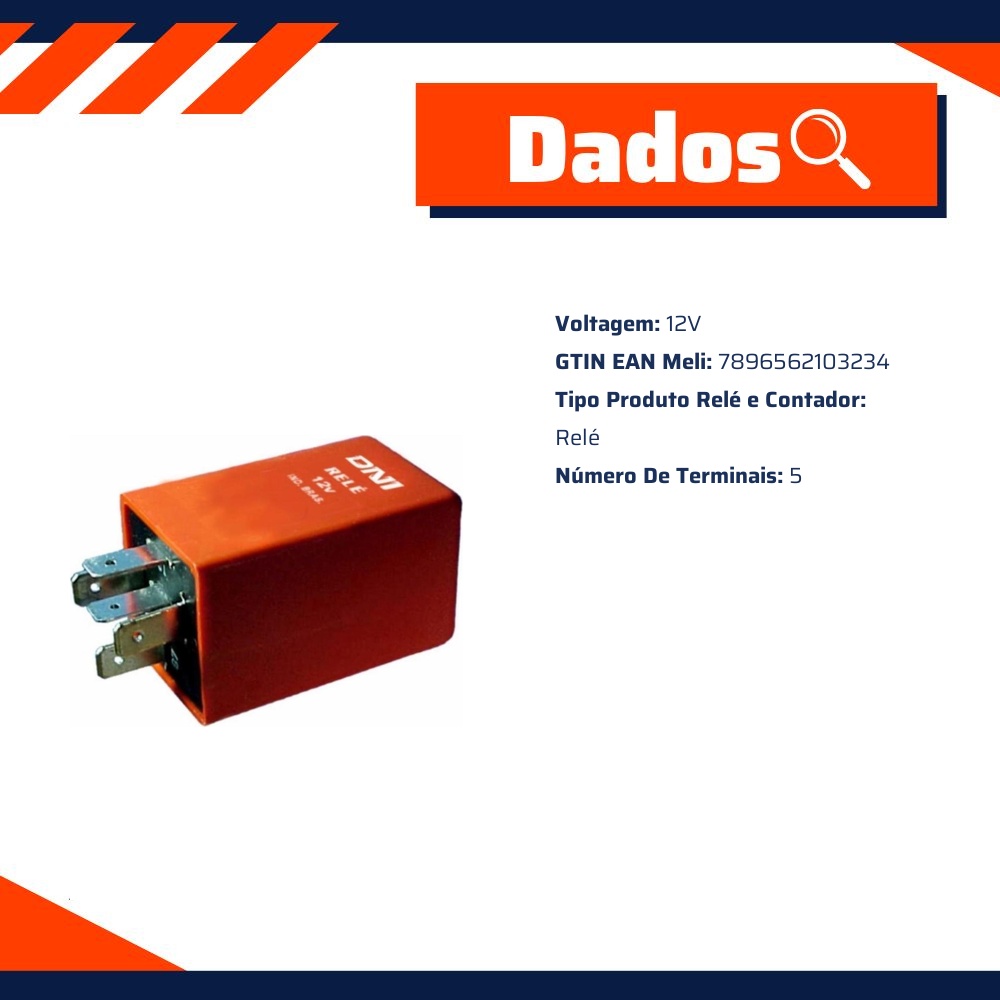 Relê Ventilador Radiador 12V 5 Conexões - DNI - 0323