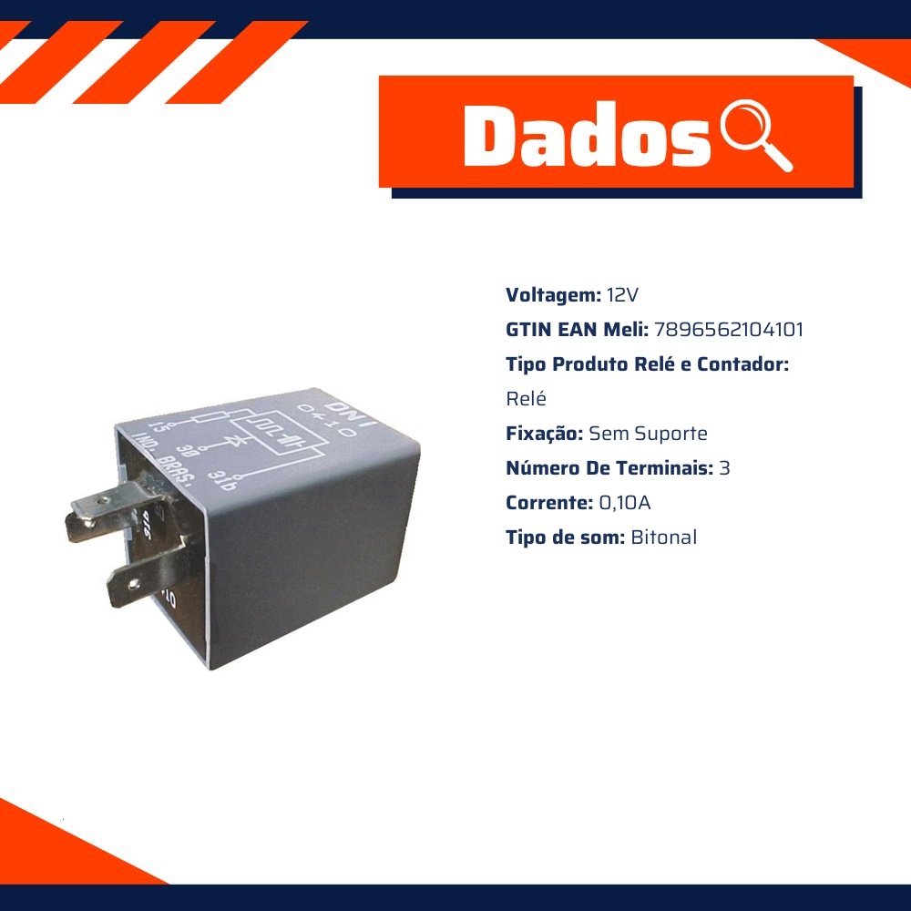 Relé Sinalizador Acústico Farol Aceso 12V Uso Geral - DNI - 0410