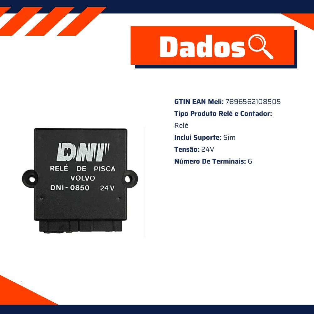 Relê Comando Pisca 24V 6 Conexões - DNI - 0850