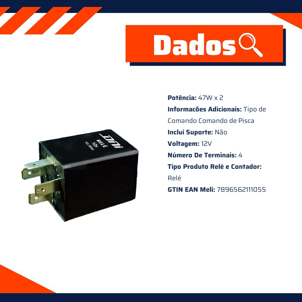 Relê Comando Pisca 12V 4 - DNI - 1105