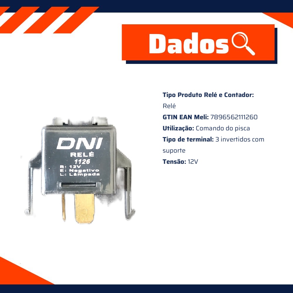 Relê 12V Auxiliar - DNI - 1126