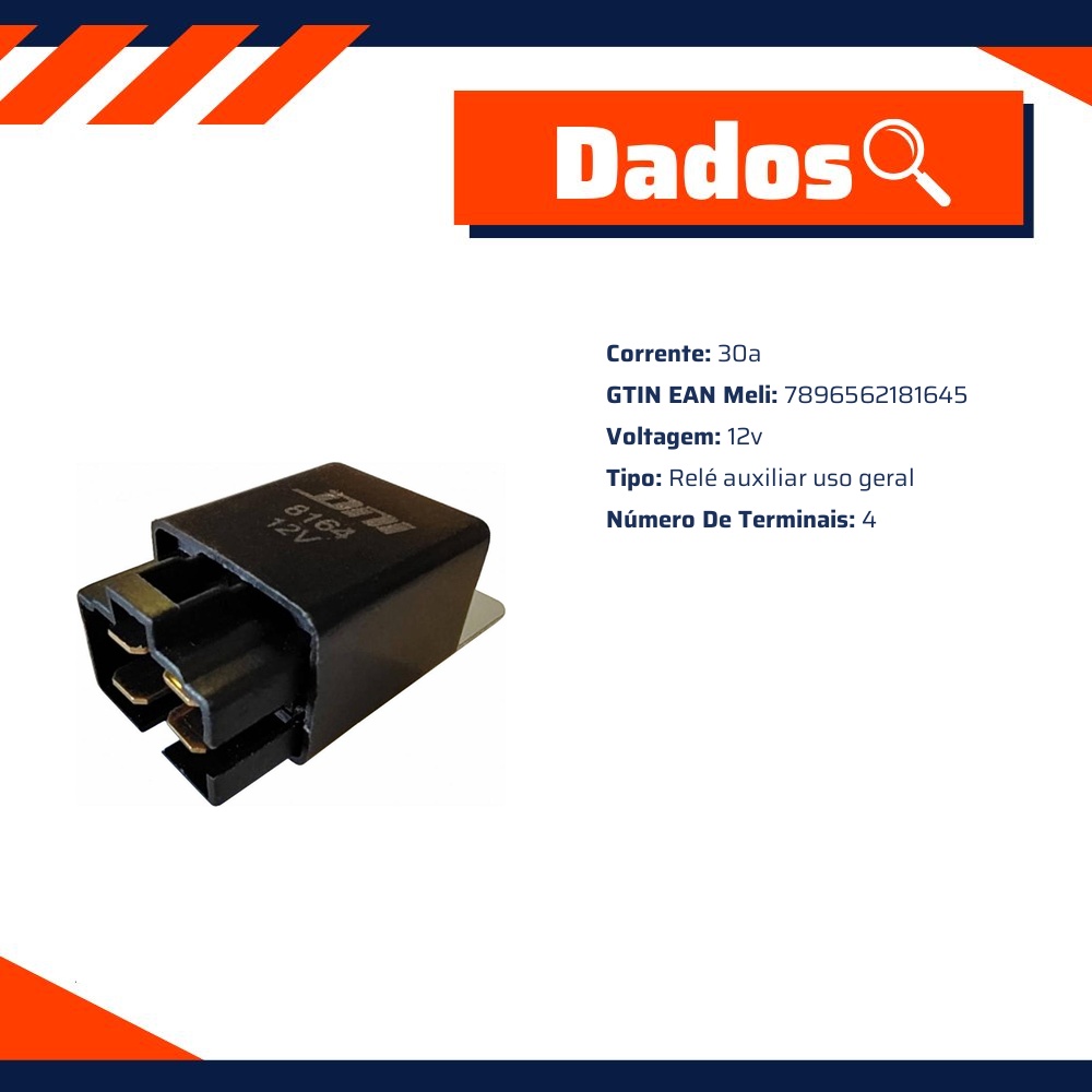 Relê Auxiliar 12V 40Ah - DNI - 8164