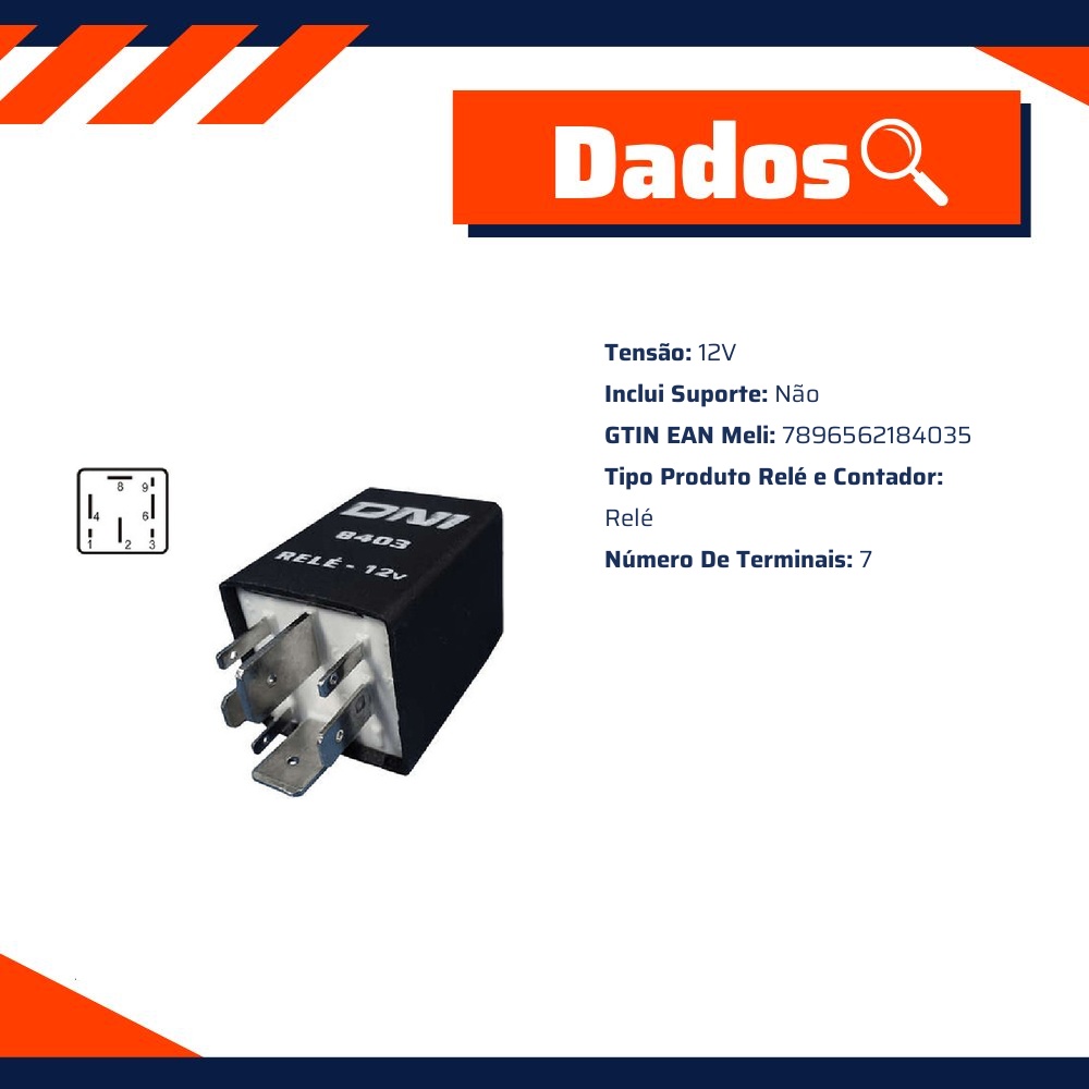 Relê 12V Bomba Combustível - DNI - 8403