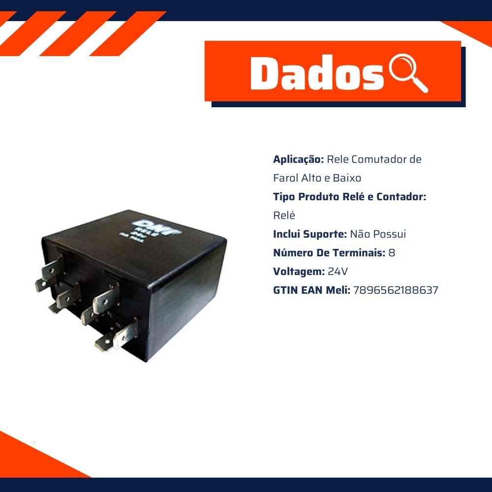 Relê Farol Alto/Baixo 24V - DNI - 8863