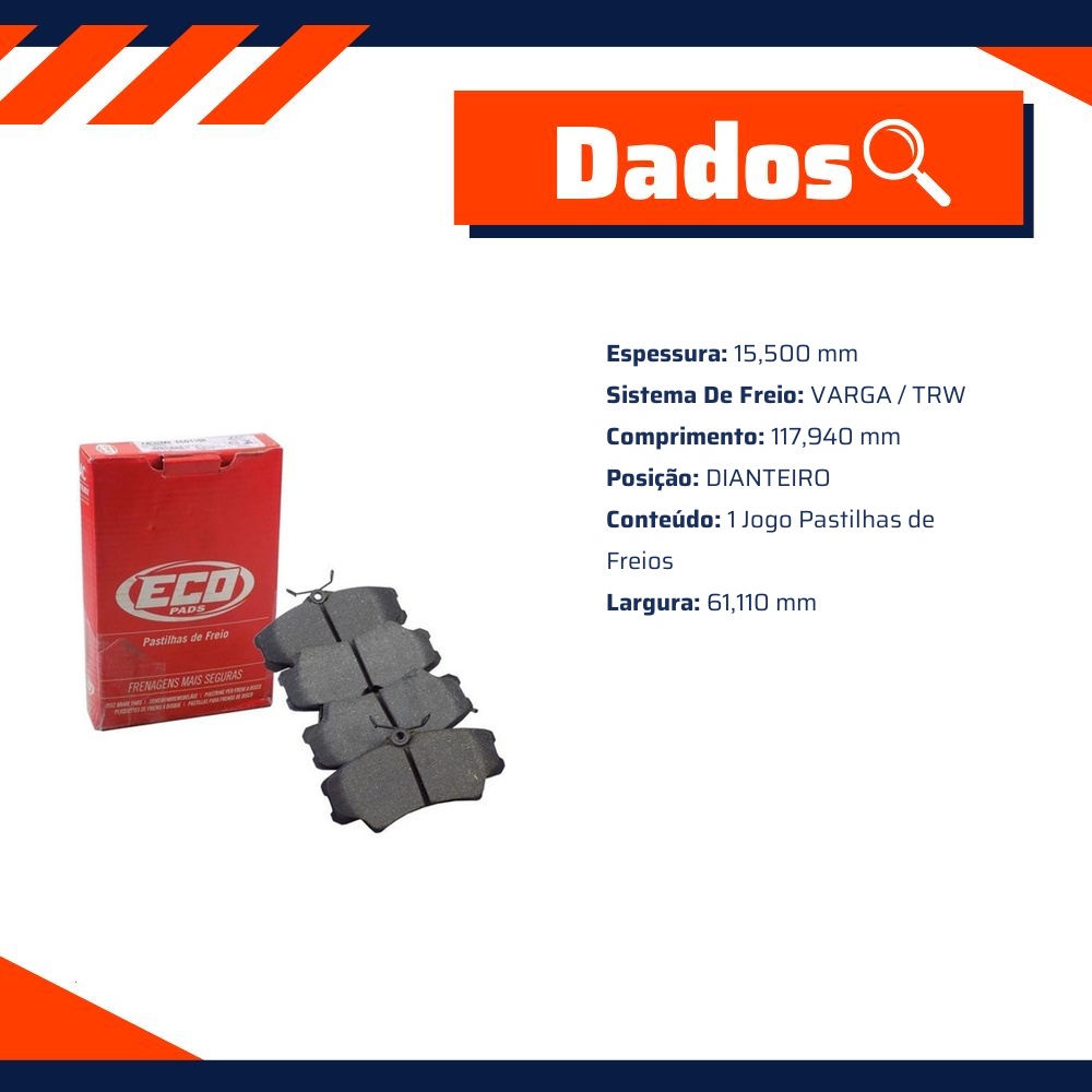 Pastilha de Freio Dianteira para Honda Civic - ECOPADS - ECO1156