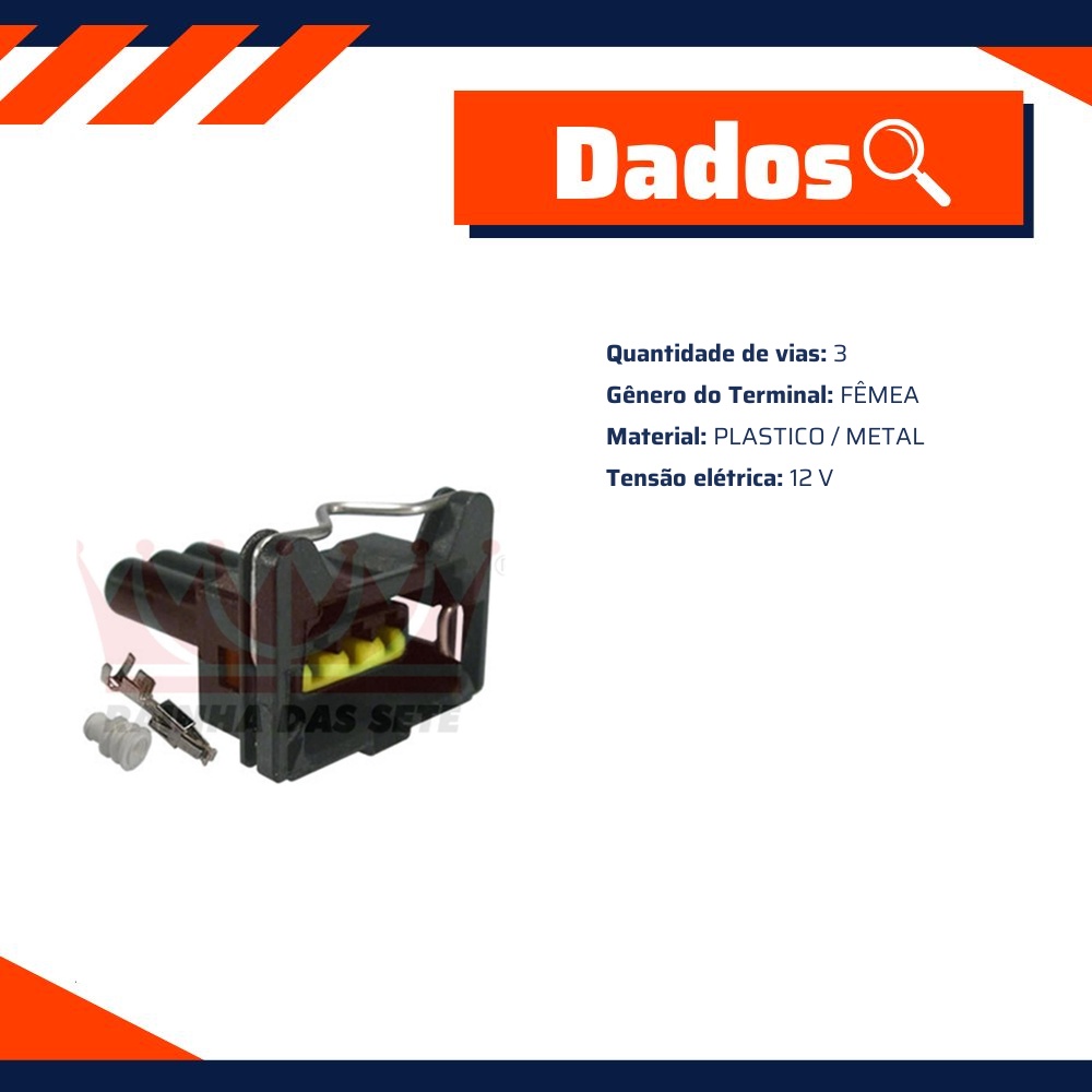 Chicote 3 Vias Fêmea 12V - Rainha das Sete - ETE 6880