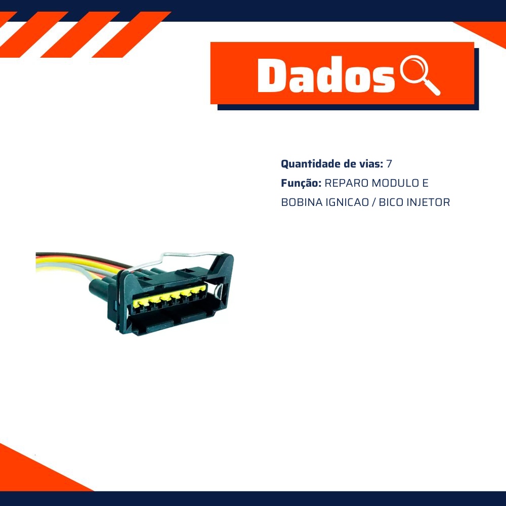Chicote Modulo Ignição/Bico Injetor 7 Vias para Volkswagen Santana - Rainha das Sete - ETE 7747
