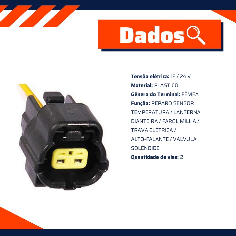 Chicote Fêmea 2 Vias 12/24V - Rainha das Sete - ETE 7886