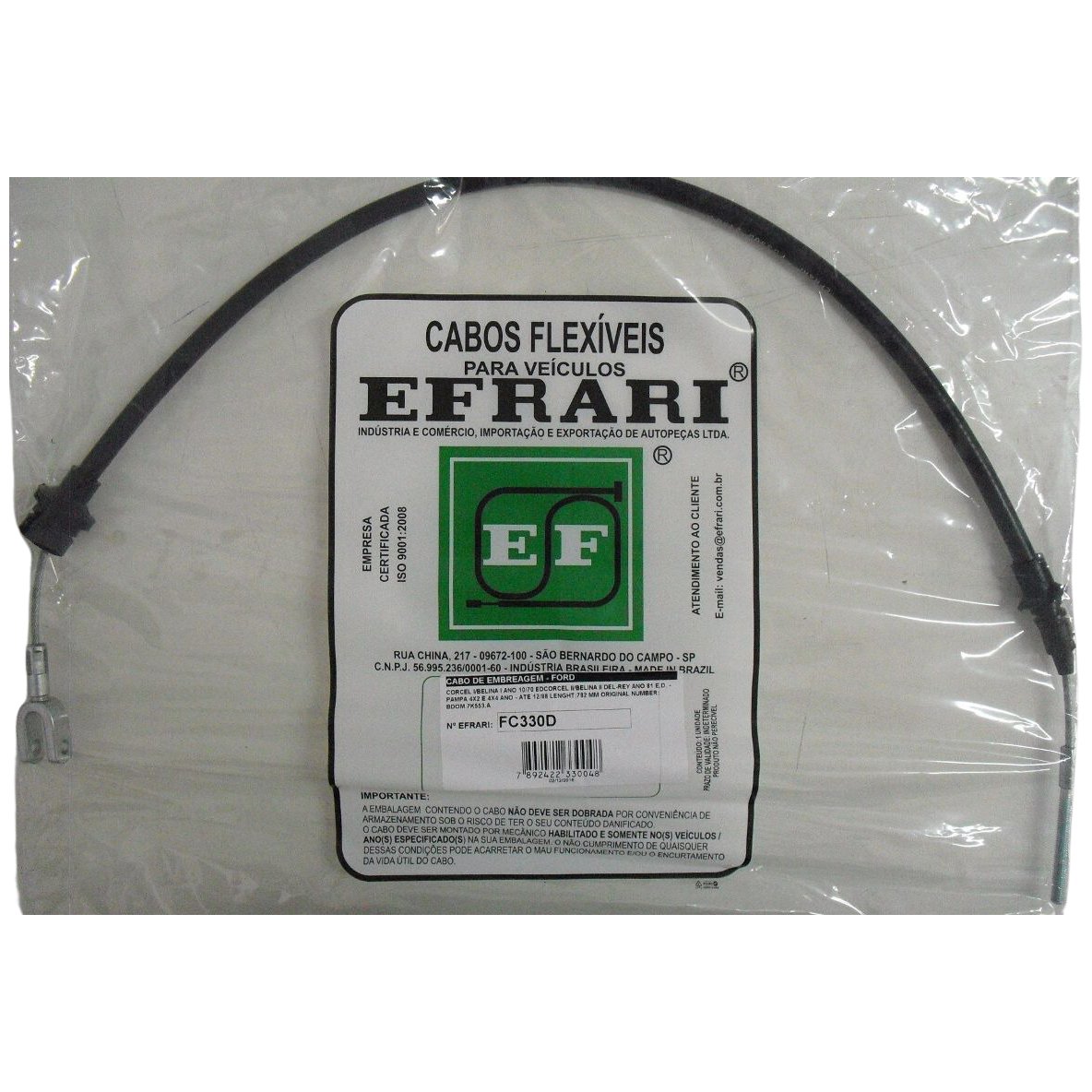 Cabo de Comando da Embreagem para Ford Belina e Corcel - Efrari - FC330D