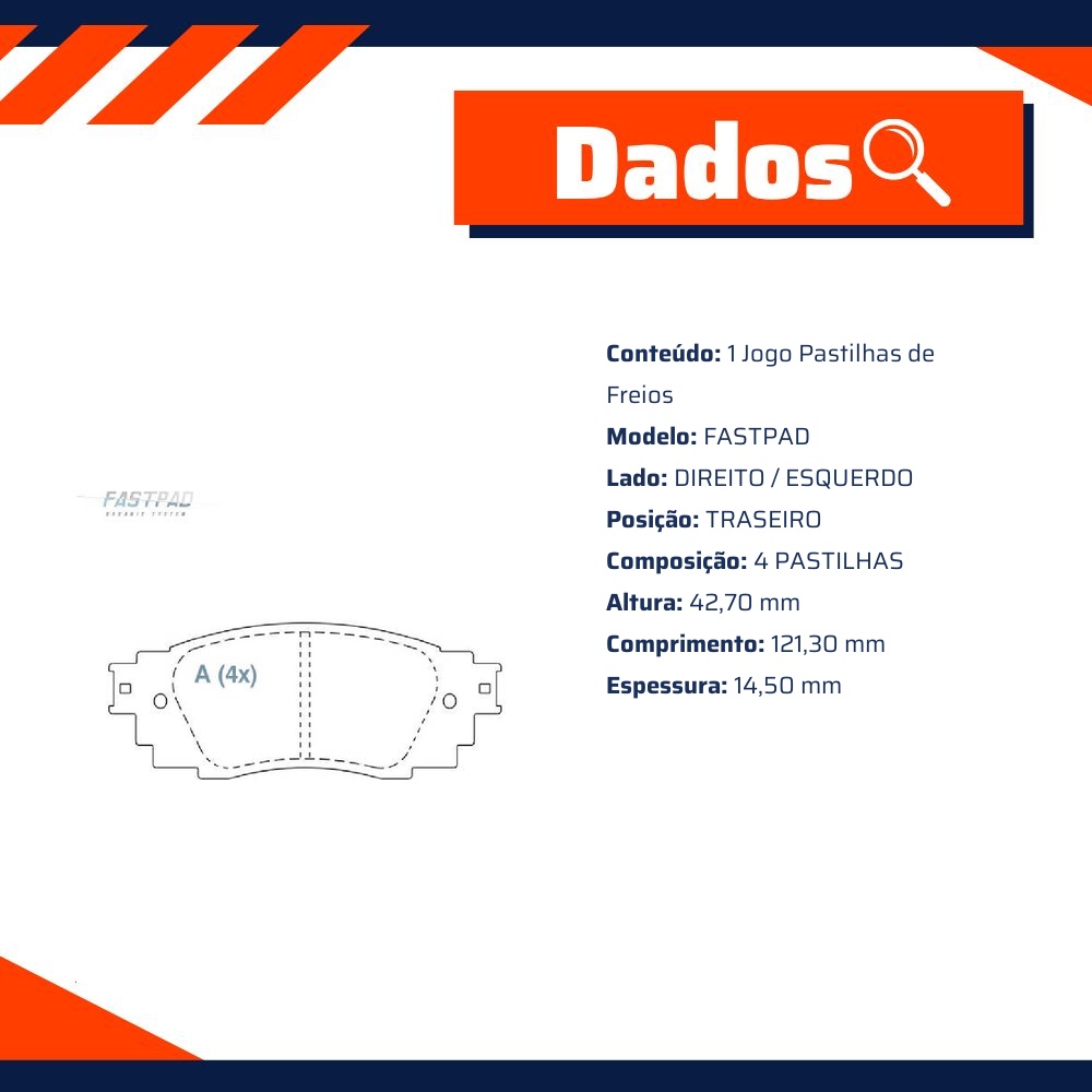 Pastilha de Freio Traseira para Lexus RX 450H e Toyota RAV4 - Willtec - FP1048