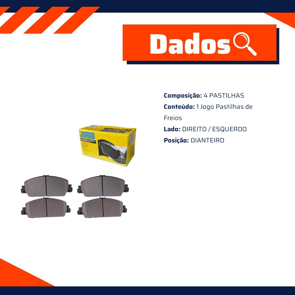 Pastilha de Freio Dianteira para Honda Accord e Civic - Jurid - HQJ-2282A