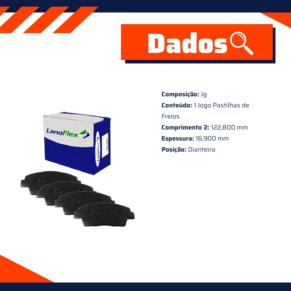 Jogo Pastilha de Freio Dianteira - LONAFLEX - P-1441