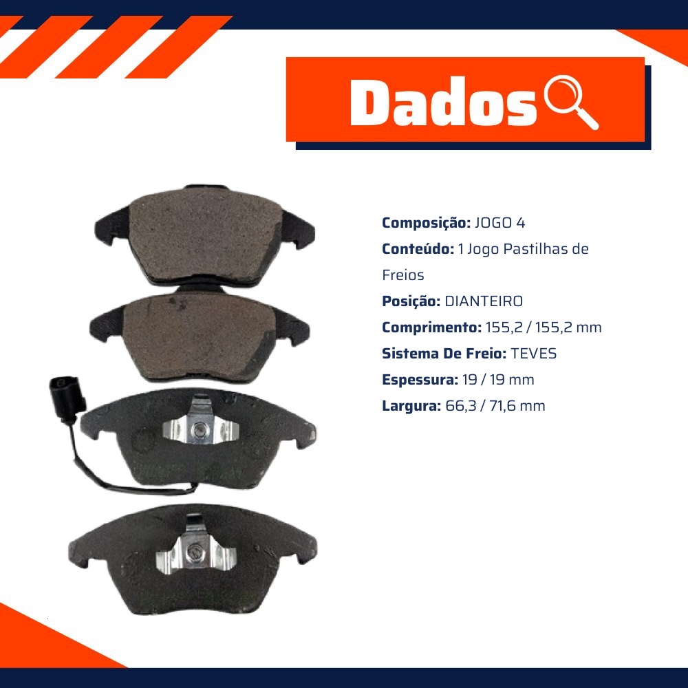 Jogo Pastilha de Freio Dianteira - WILLTEC - PW157