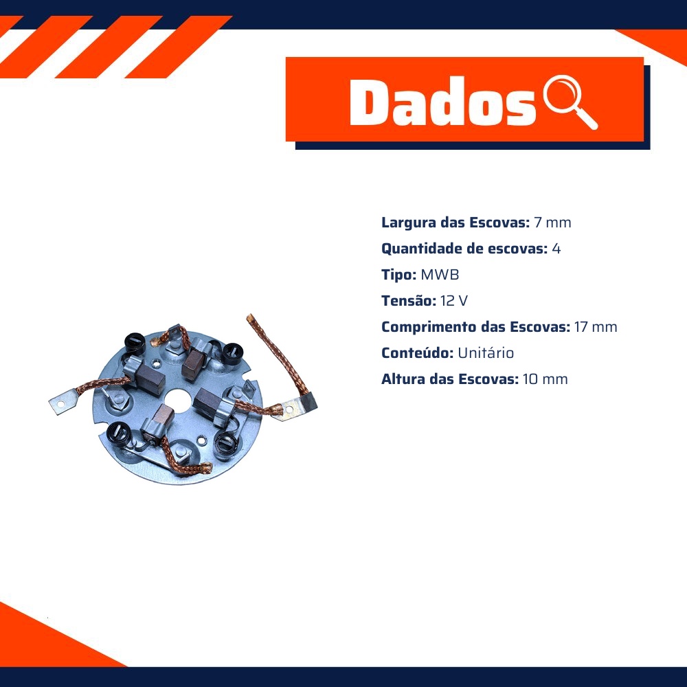 Porta Escovas para Motor de Partida com 4 Escovas - Unifap - 1.107/4