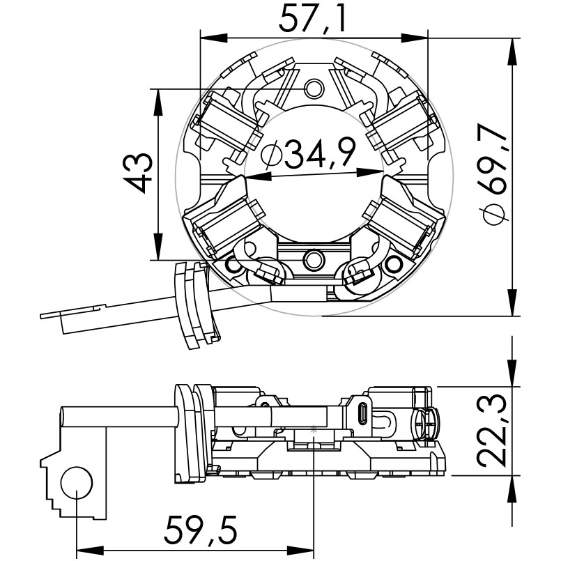 Porta Escovas para Motor de Partida com 4 Escovas - Unifap - 1.125/4