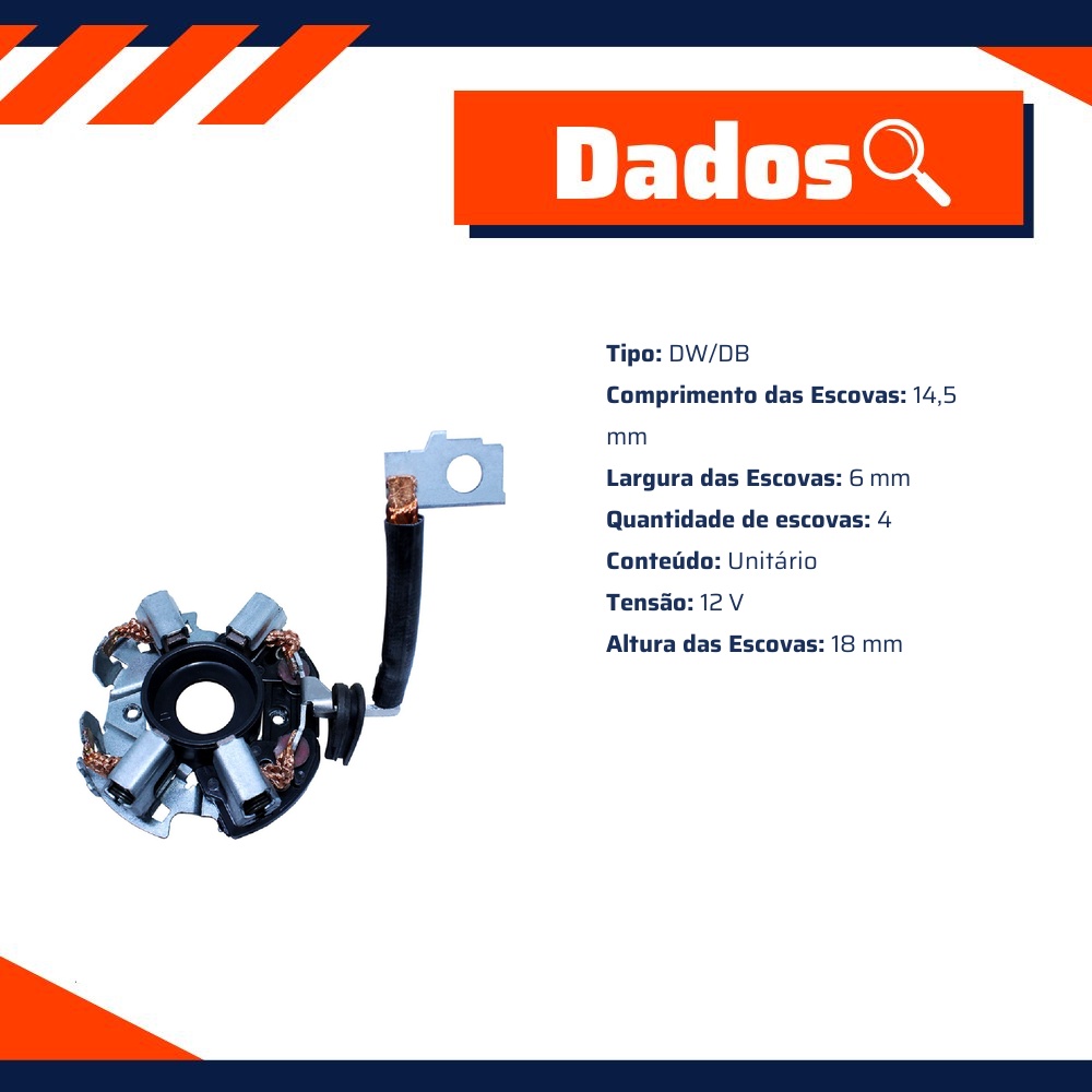 Porta Escovas para Motor de Partida com 4 Escovas - Unifap - 1.129/4