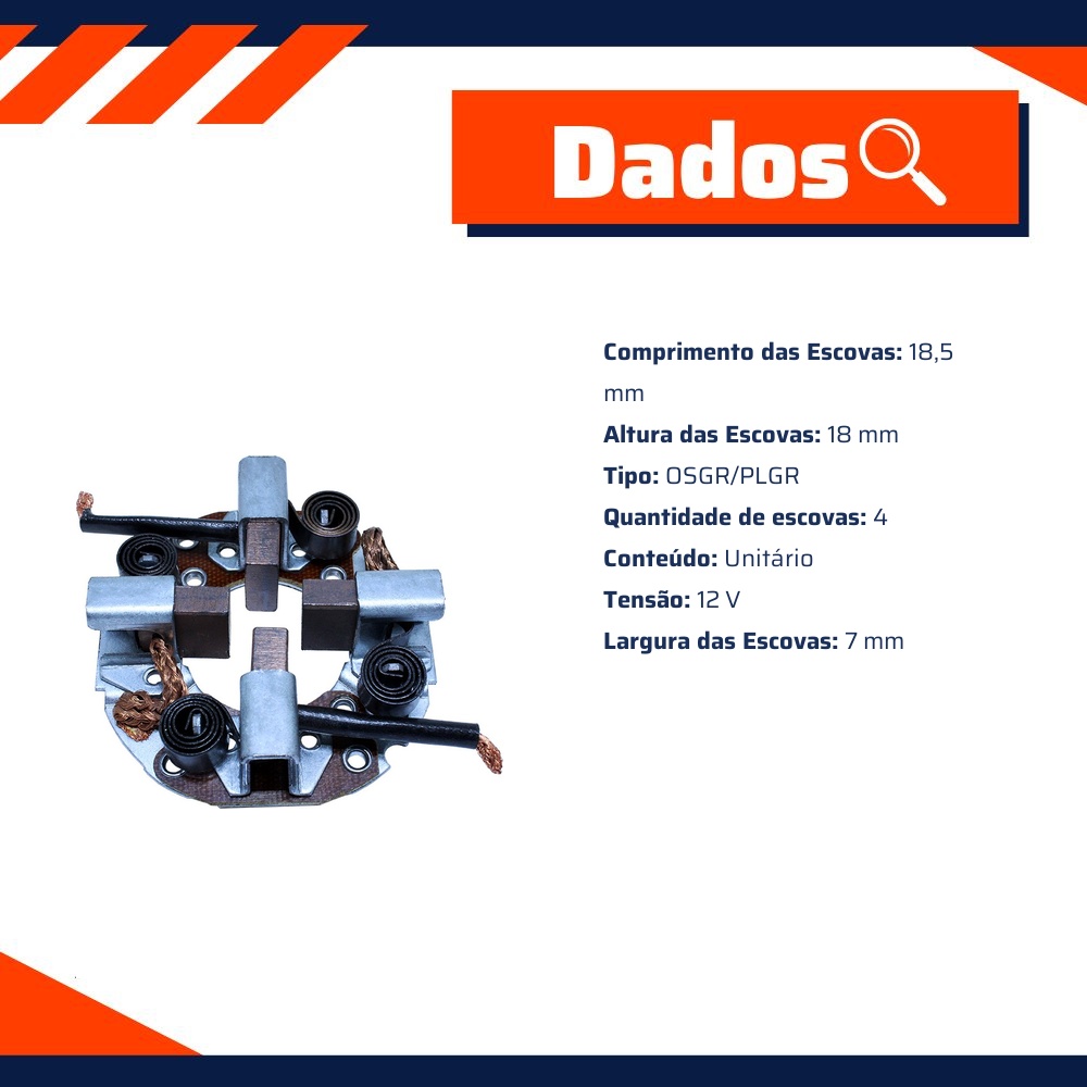 Porta Escovas para Motor de Partida com 4 Escovas - Unifap - 1.144/4