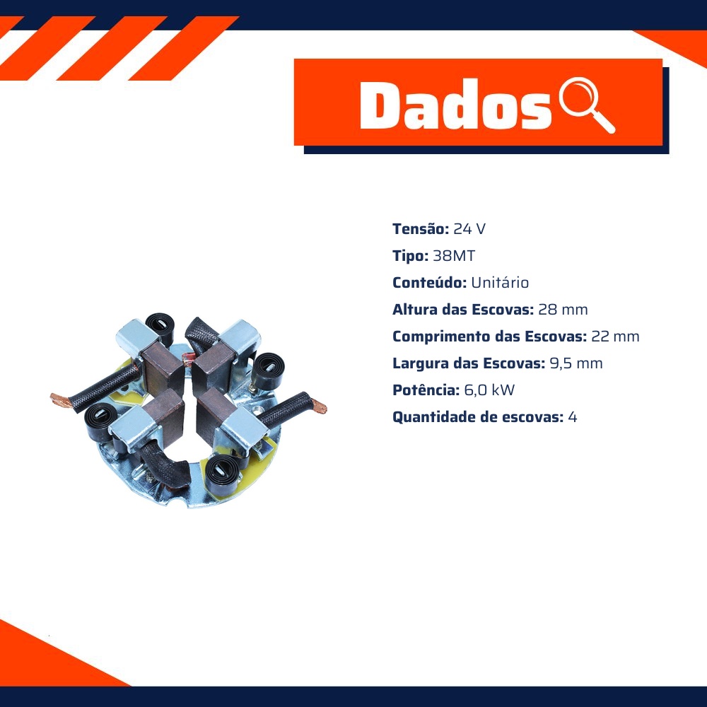 Porta Escovas para Motor de Partida com 4 Escovas - Unifap - 1.190/4