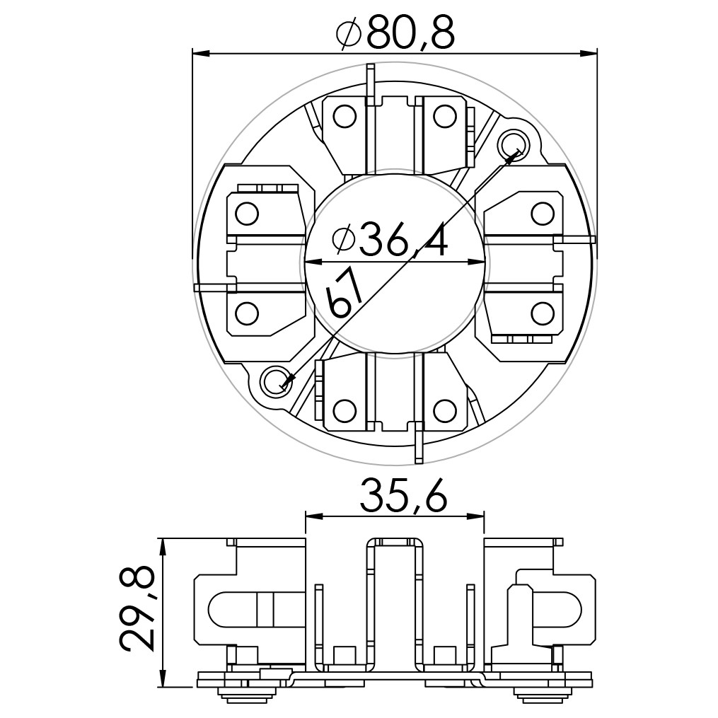 Porta Escovas para Motor de Partida com 4 Escovas - Unifap - 1.196/4
