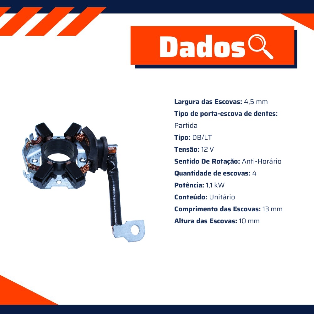 Porta Escovas para Motor de Partida com 4 Escovas - Unifap - 1.222/4