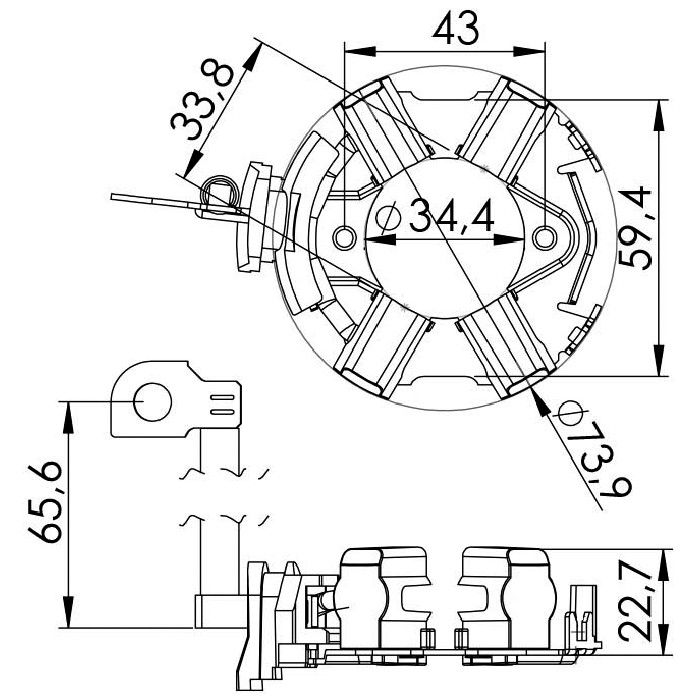 Porta Escovas para Motor de Partida com 4 Escovas - Unifap - 1.223/4