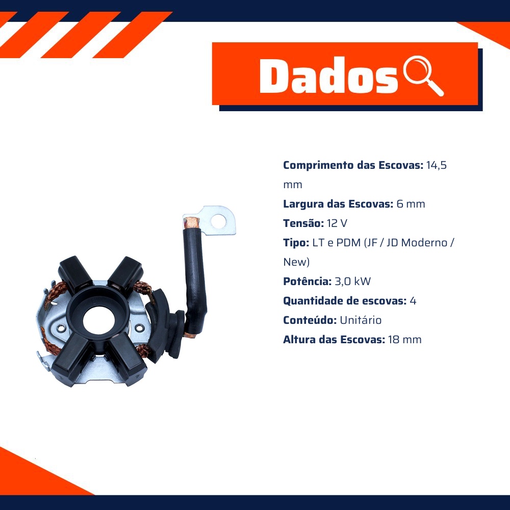 Porta Escovas para Motor de Partida com 4 Escovas - Unifap - 1.223/4