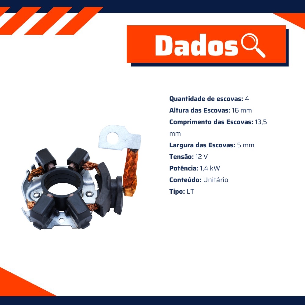 Porta Escovas para Motor de Partida com 4 Escovas - Unifap - 1.226/4