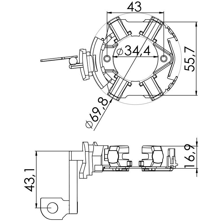 Porta Escovas para Motor de Partida com 4 Escovas - Unifap - 1.269/4