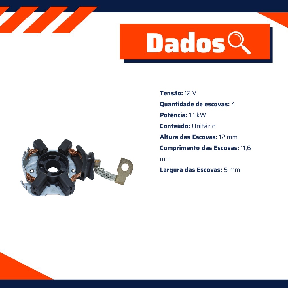 Porta Escovas para Motor de Partida com 4 Escovas - Unifap - 1.269/4