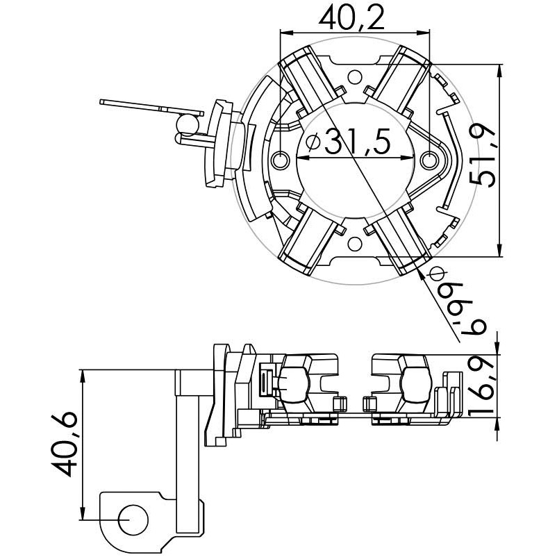 Porta Escovas para Motor de Partida com 4 Escovas - Unifap - 1.272/4
